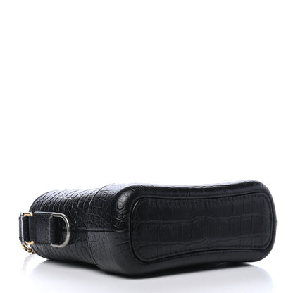 Chanel Calfskin Crocodile Embossed Small Gabrielle Cocodile Hobo Black 4 of 10