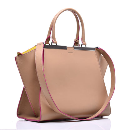 Fendi Vitello Dolce Shiny Nappa Petite 3Jours Tote Cuoio Lime 4 of 11