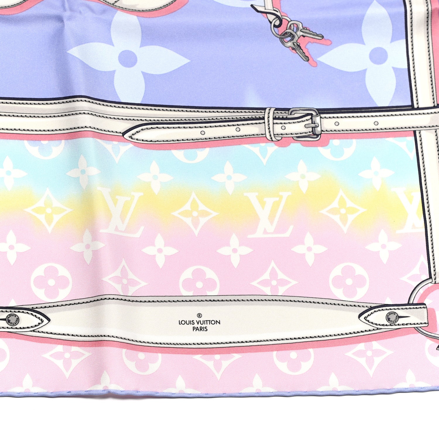 Louis Vuitton Silk Monogram Escale Confidential Square Scarf Pink 2 of 4