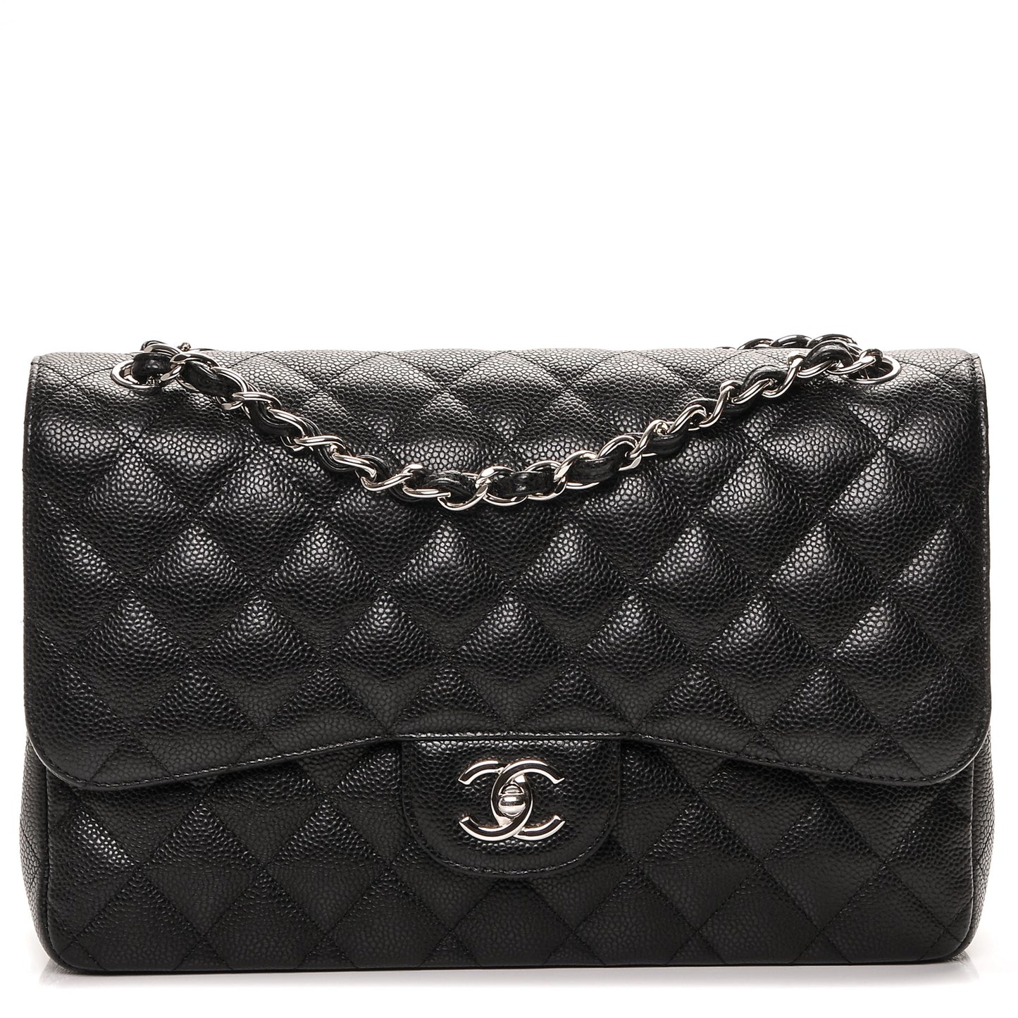 Caviar Quilted Jumbo Double Flap Black