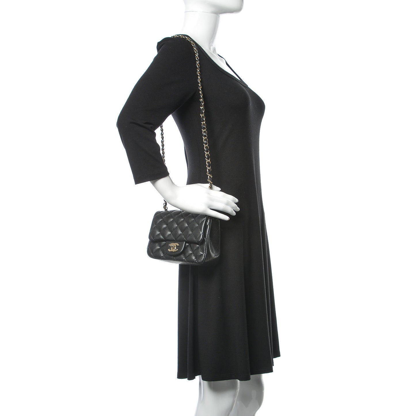 Caviar Quilted Mini Square Flap Black