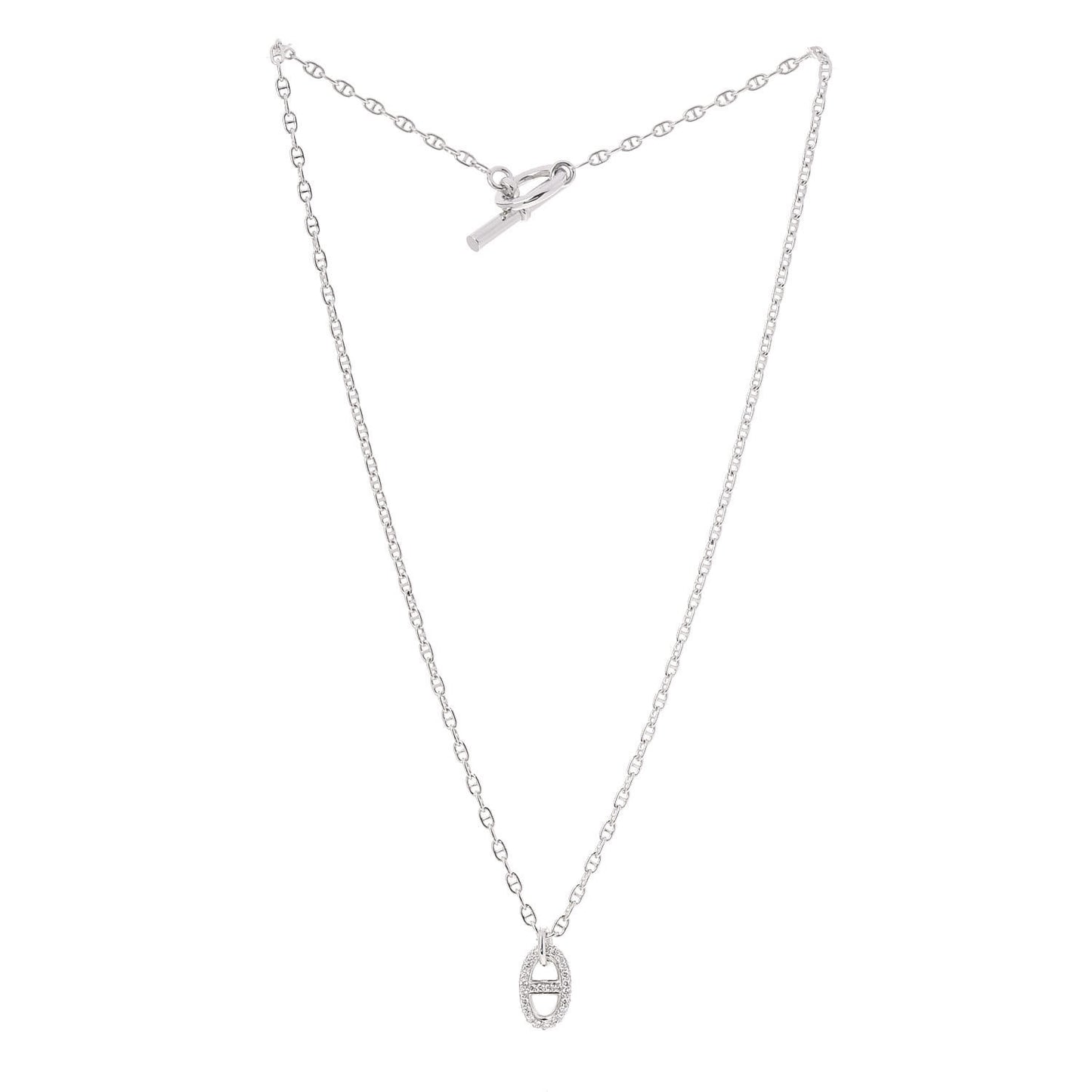 18K White Gold Diamond New Farandole Pendant Necklace