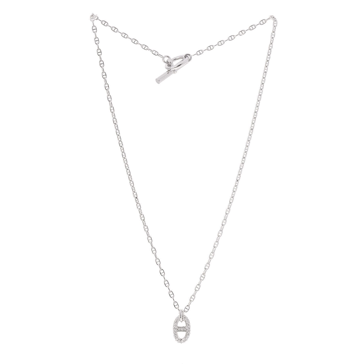 Hermes 18K White Gold Diamond New Farandole Pendant Necklace 3 of 5