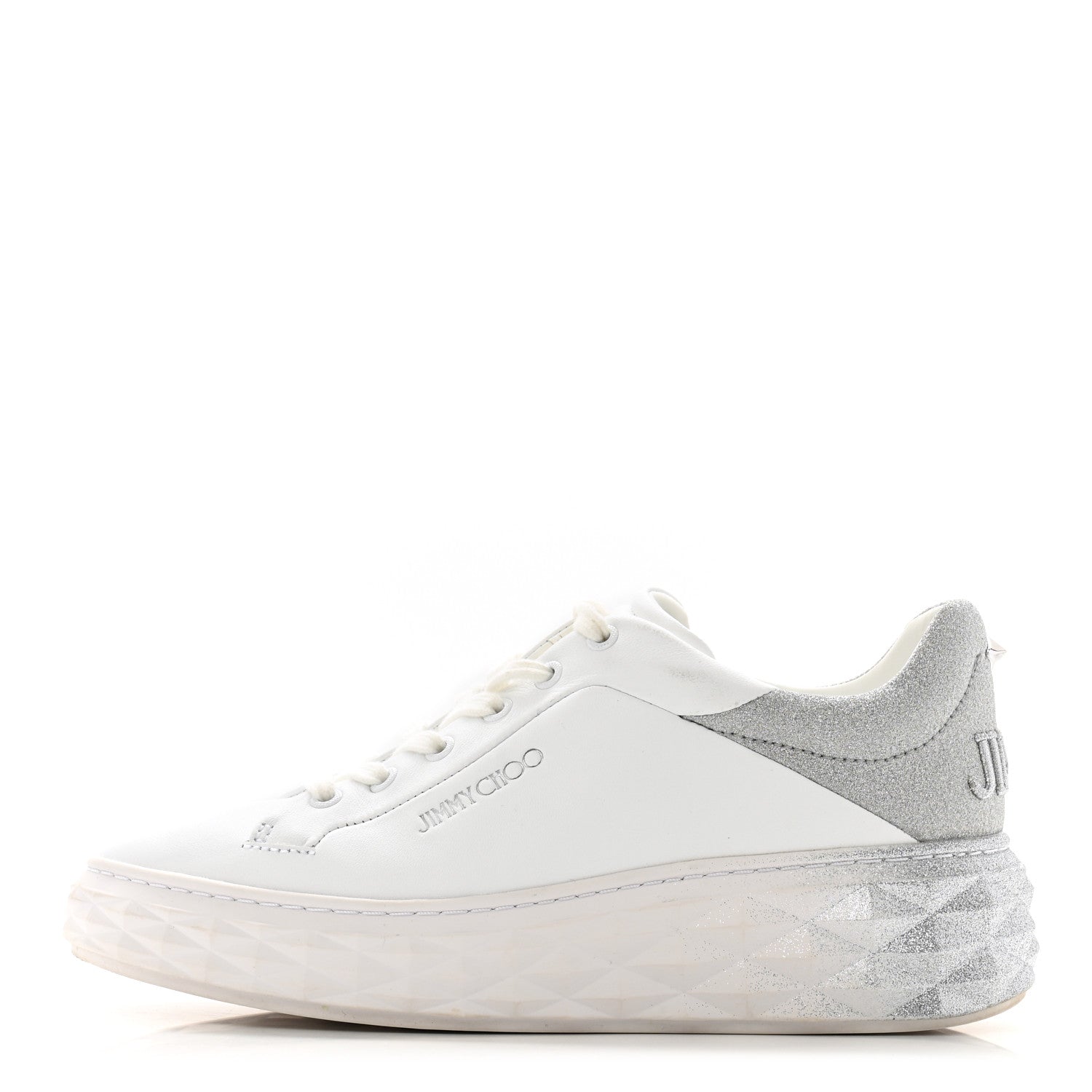 Jimmy Choo Nappa Diamond Maxi Platform Sneakers 38.5 White Silver 1 of 11
