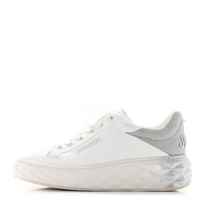 Jimmy Choo Nappa Diamond Maxi Platform Sneakers 38.5 White Silver 1 of 11