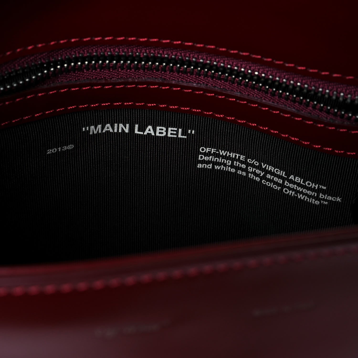Off-White Calfskin Padded Diag Binder Flap Bag Burgundy 14 of 18