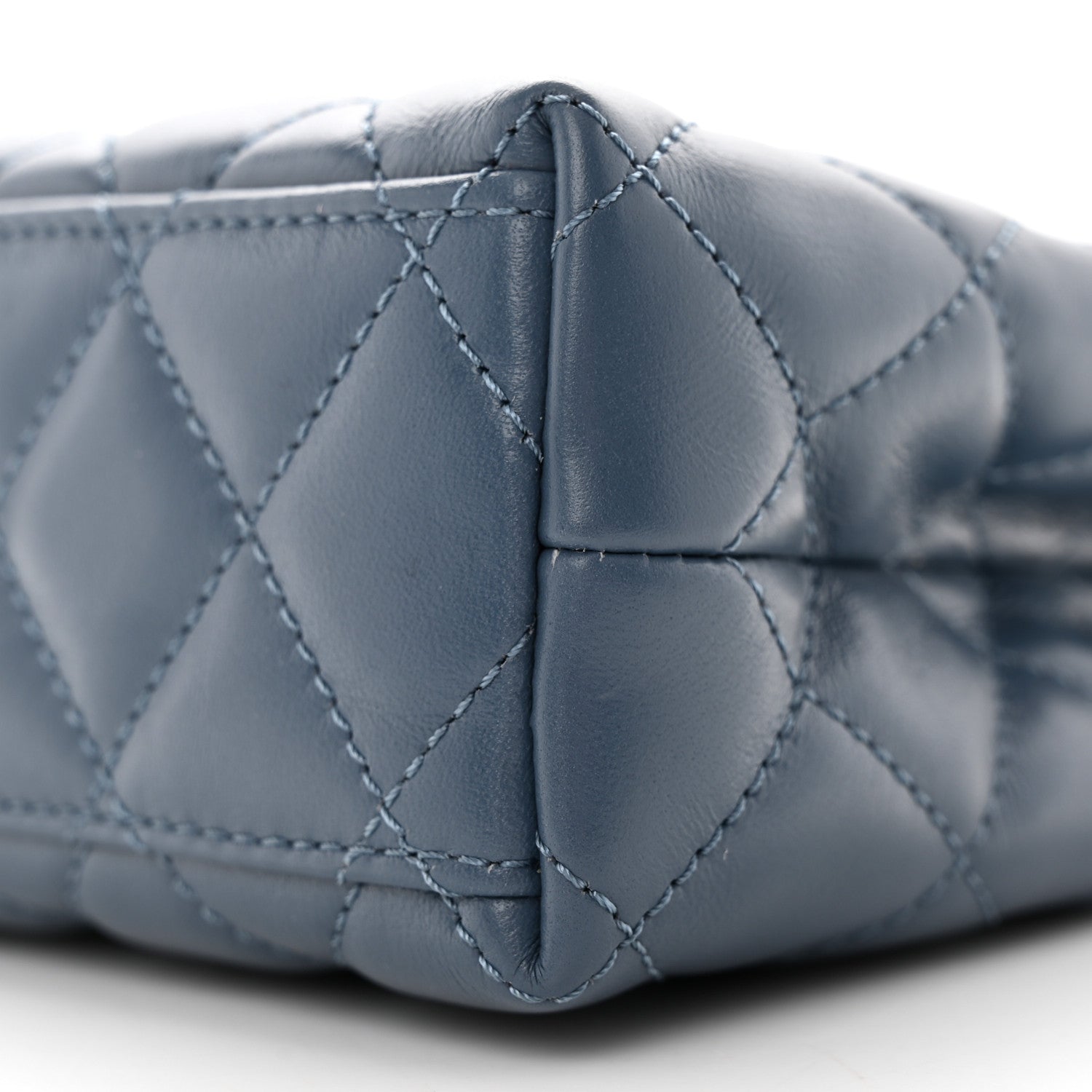 Chanel Shiny Aged Calfskin Quilted Nano Kelly Shopper Dark Blue 10 of 10