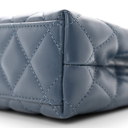 Chanel Shiny Aged Calfskin Quilted Nano Kelly Shopper Dark Blue 10 of 10