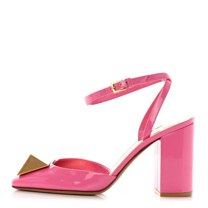 Valentino Garavani Patent One Stud Ankle Strap 90mm Block Heel Pumps 36.5 Feminine Pink 1 of 8