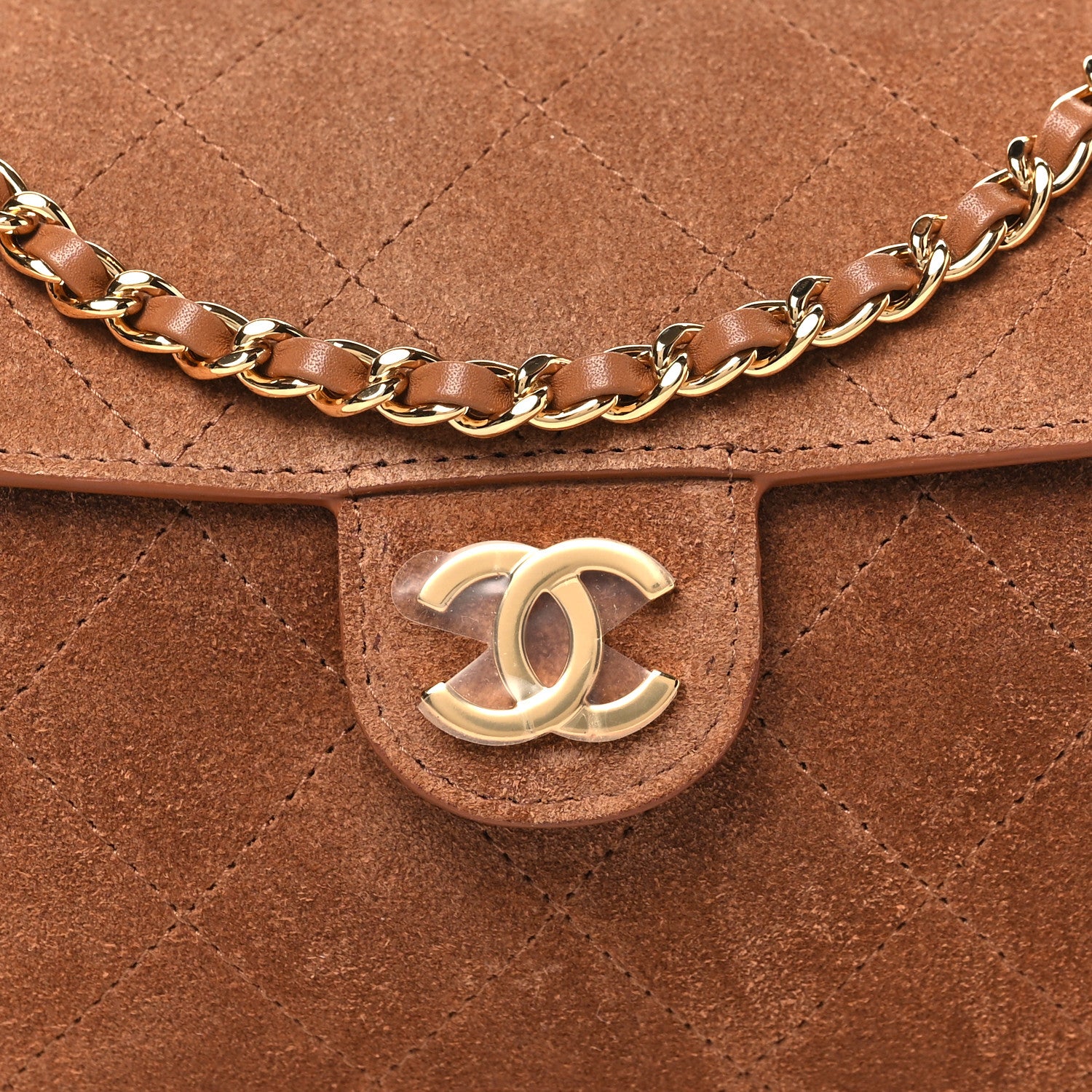 Chanel Suede Quilted Turn Around Clutch With Chain Camel 7 of 10