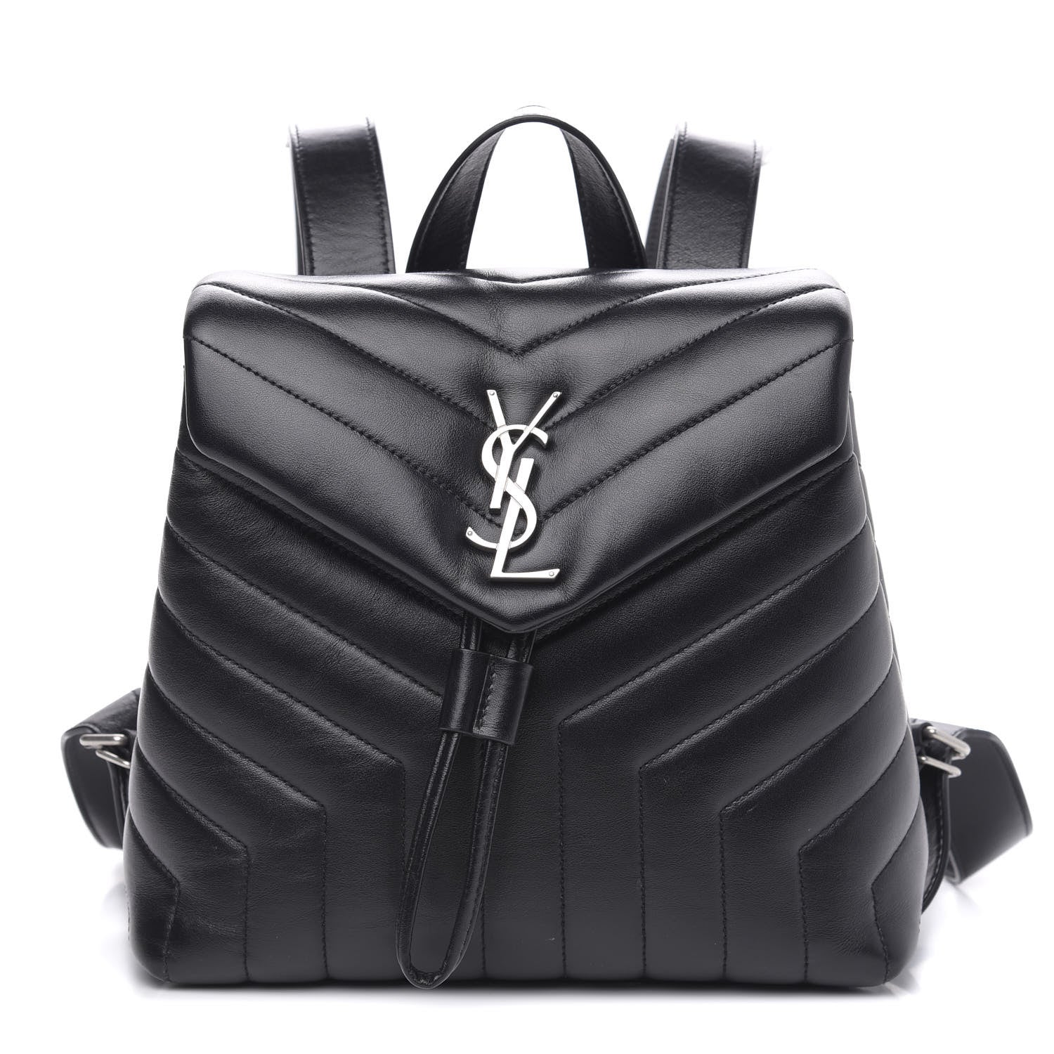 Saint Laurent Calfskin Y Quilted Monogram Small Loulou Backpack Black 1 of 9