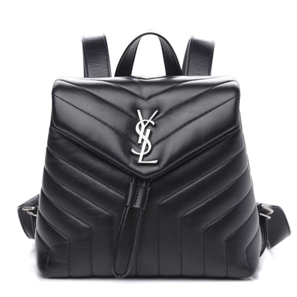 Saint Laurent Calfskin Y Quilted Monogram Small Loulou Backpack Black 1 of 9