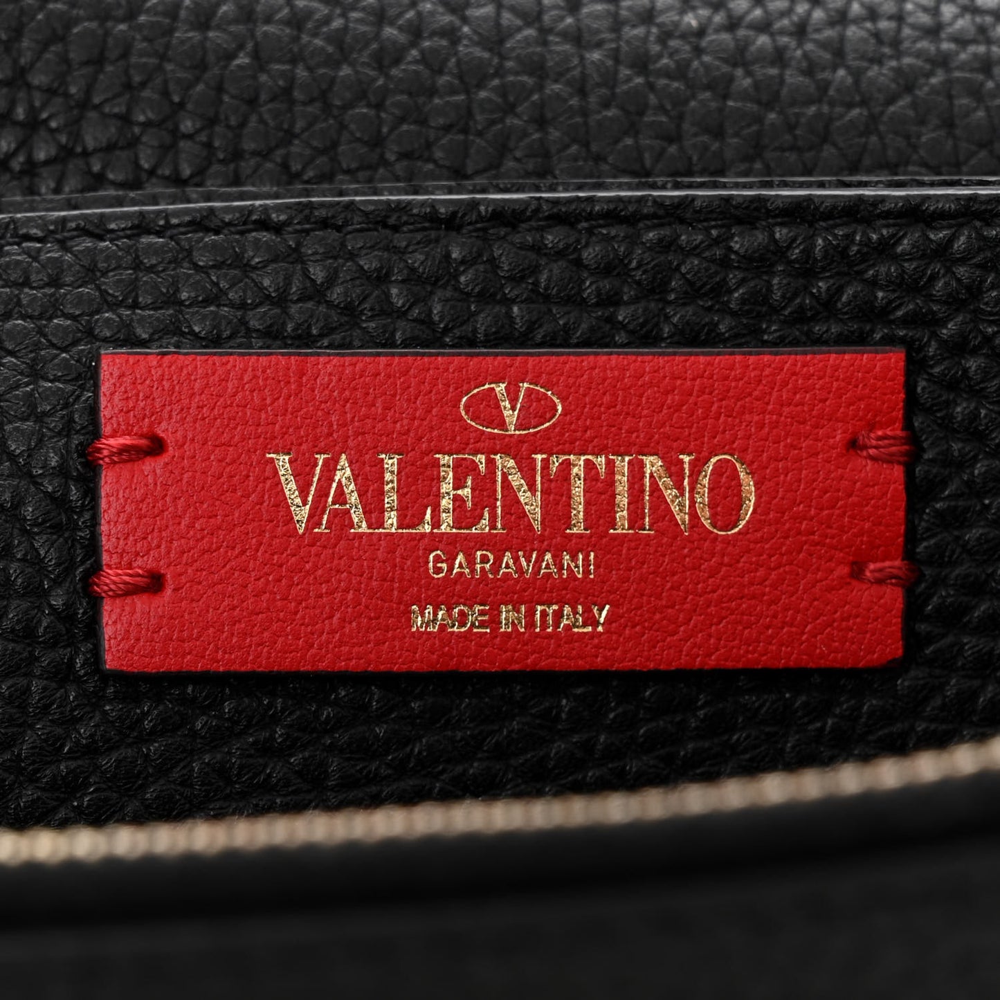 Pebbled Calfskin Rockstud Flap Wallet On Chain Black