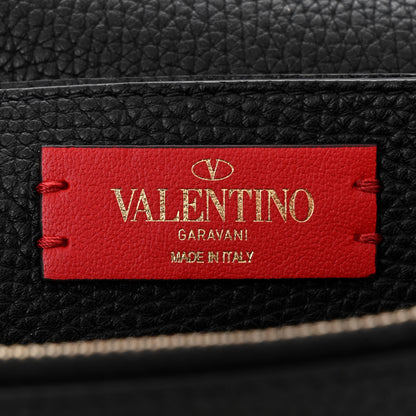 Valentino Garavani Pebbled Calfskin Rockstud Flap Wallet On Chain Black 6 of 9