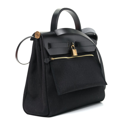 Hermes Military Toile Vache Hunter Herbag Zip PM 31 Black 2 of 5