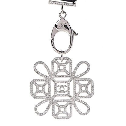 Chanel Crystal CC Cross Lanyard Necklace Black Silver 4 of 6