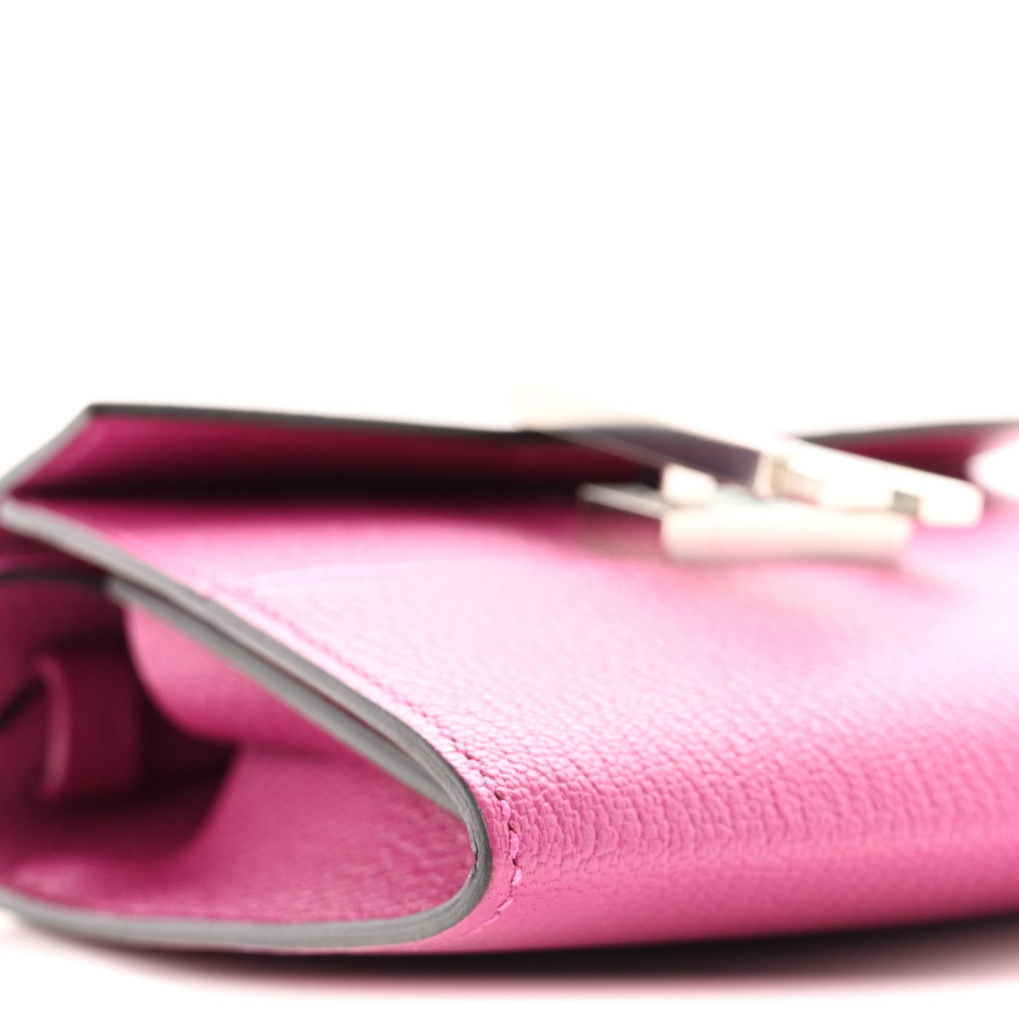 Chevre Mysore Enamel Mini Cinhetic Wallet  Rose Pourpre