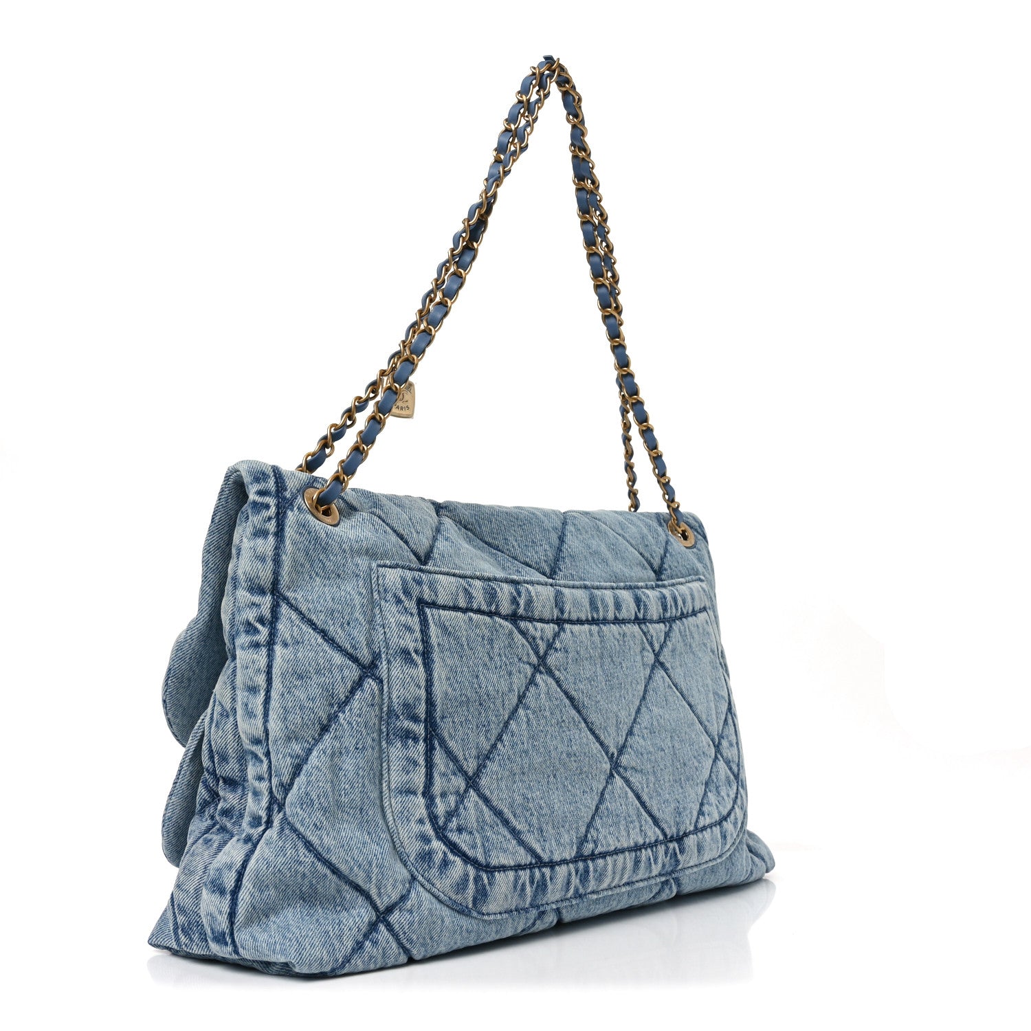Chanel Washed Denim Quilted Maxi Flap Bag Blue 3 of 11