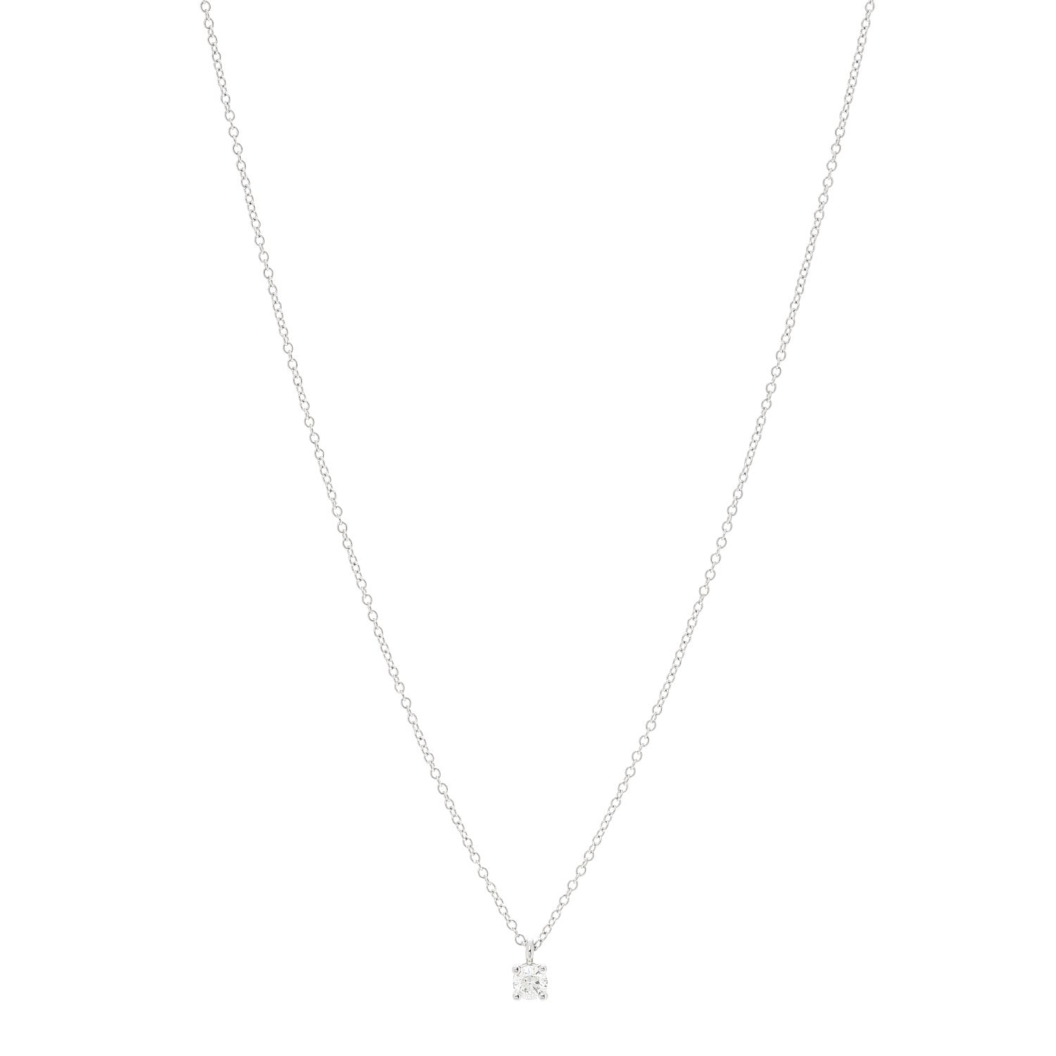 Tiffany Platinum Diamond .20ct Solitaire Pendant Necklace 1 of 6