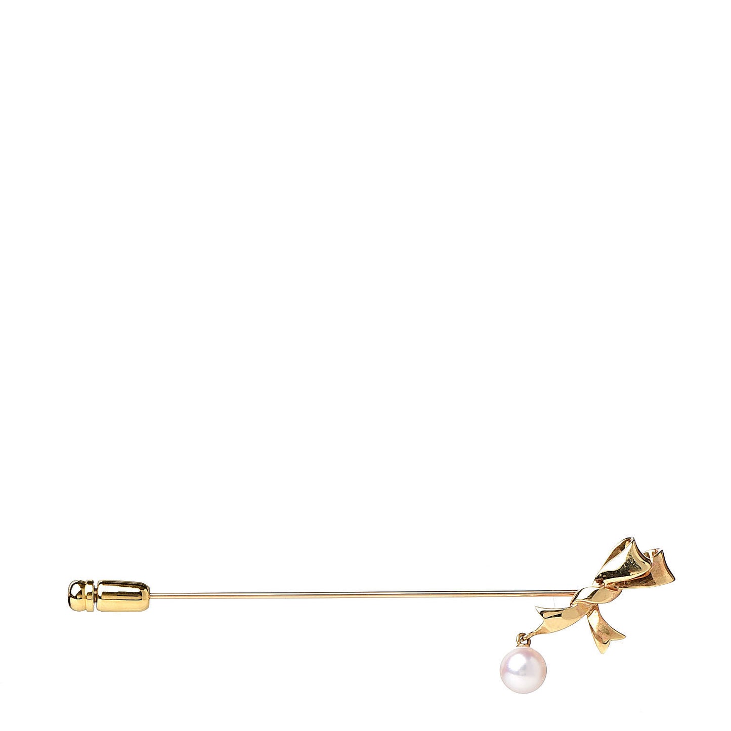 18K Yellow Gold Akoya Pearl 6mm Bow Brooch