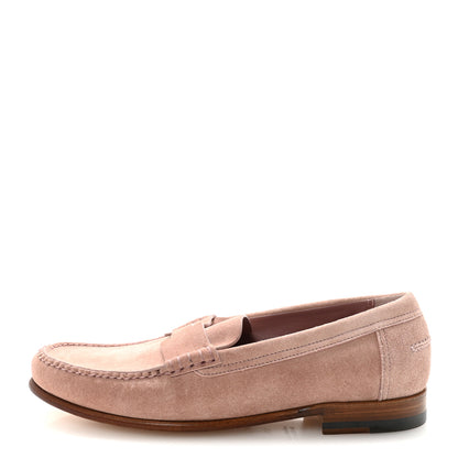 Hermes Suede Calfskin Womens Kennedy Loafers 38.5 Rose Antique 1 of 18