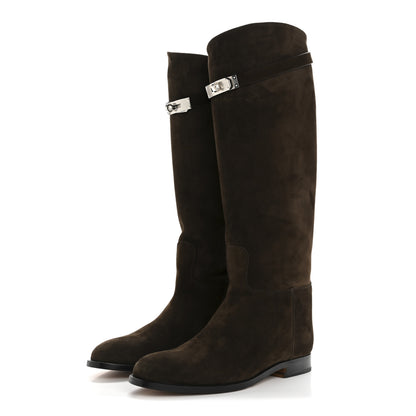 Hermes Suede Kelly Jumping Boots 39 Ecorce 3 of 8