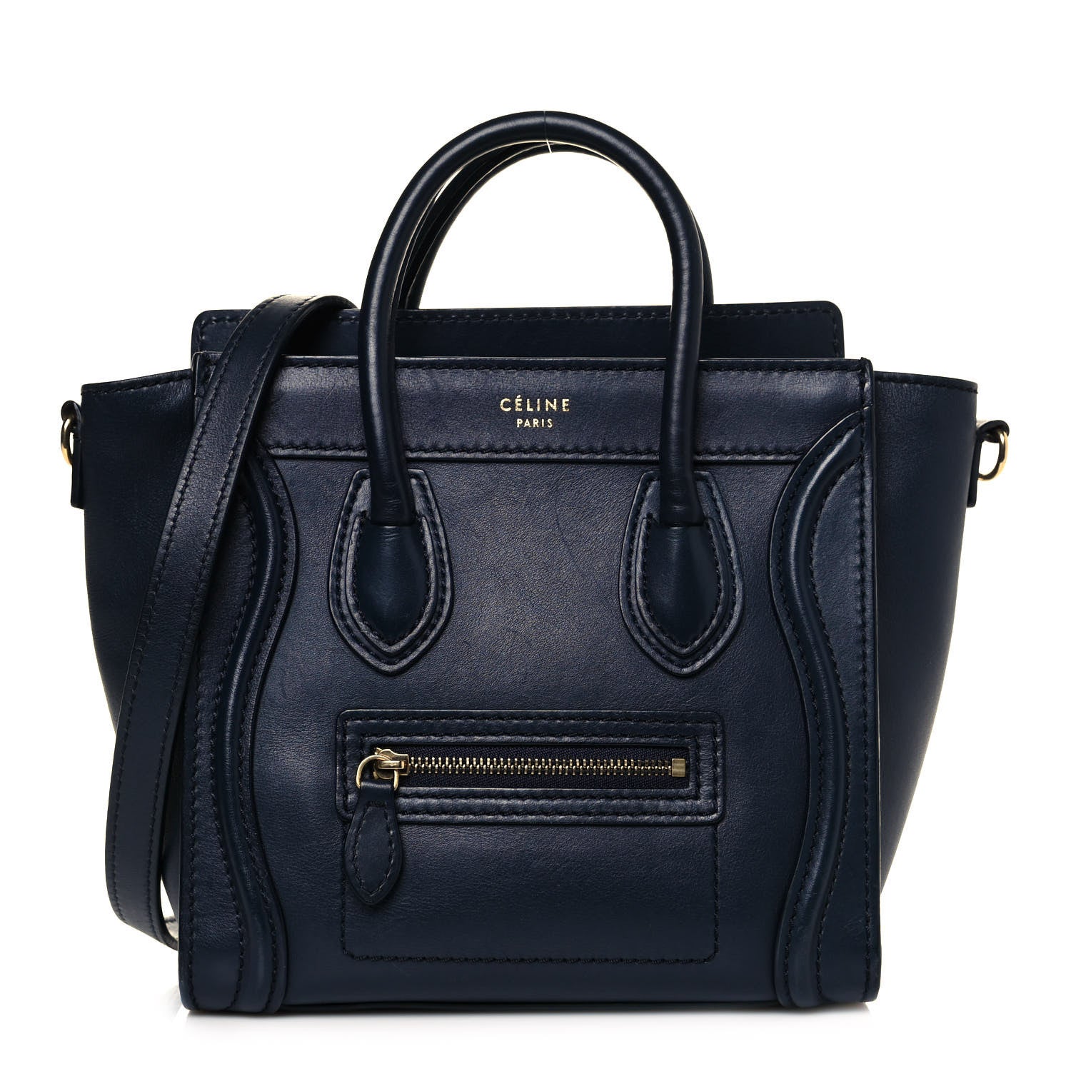 Celine Smooth Calfskin Nano Luggage Midnight 1 of 12