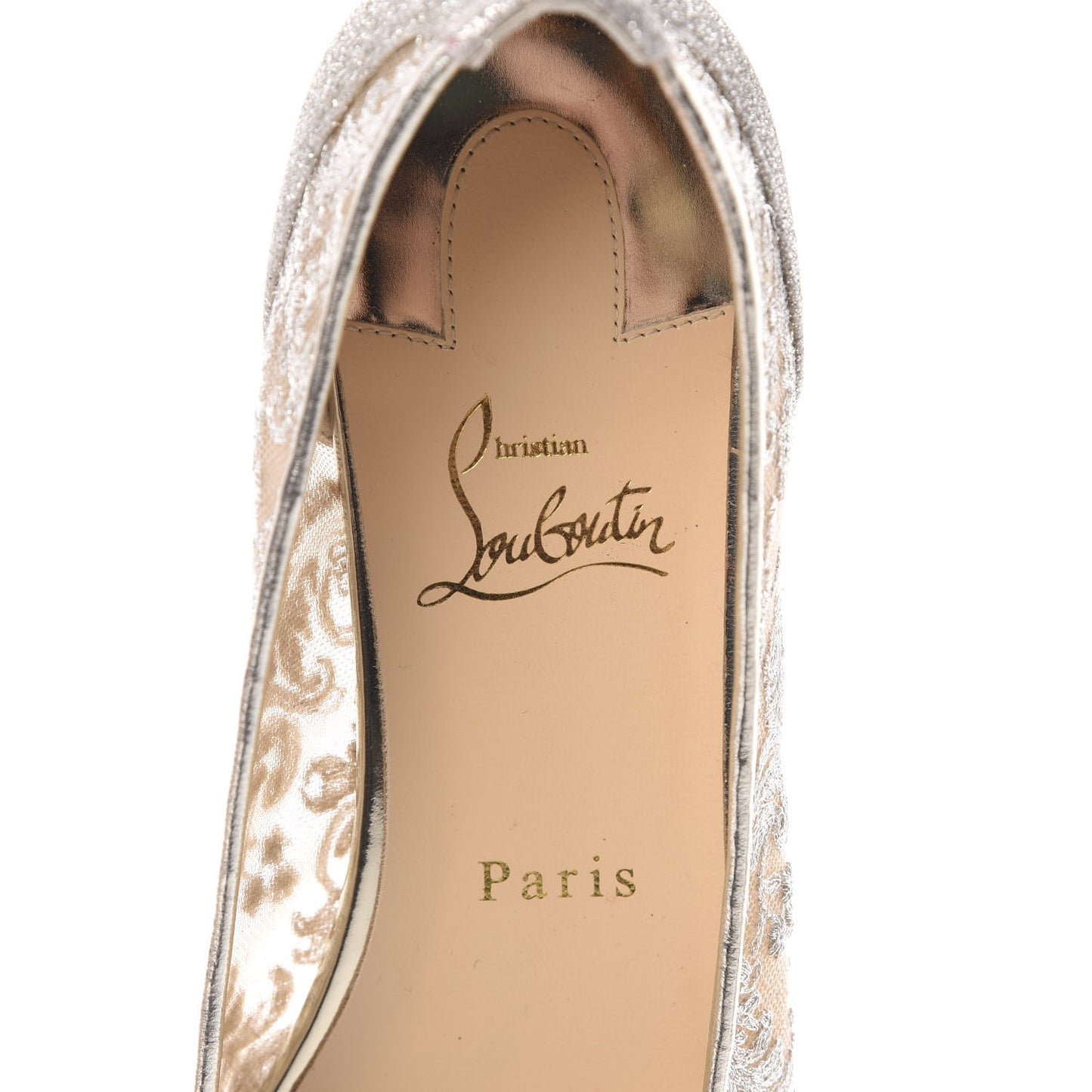 Kid Rete Lace Follies Ballerina Flat 39 Silver