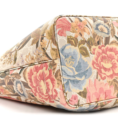 Gucci GG Supreme Monogram Water Flora Web Large Ophidia Tote Beige White Multicolor 9 of 11