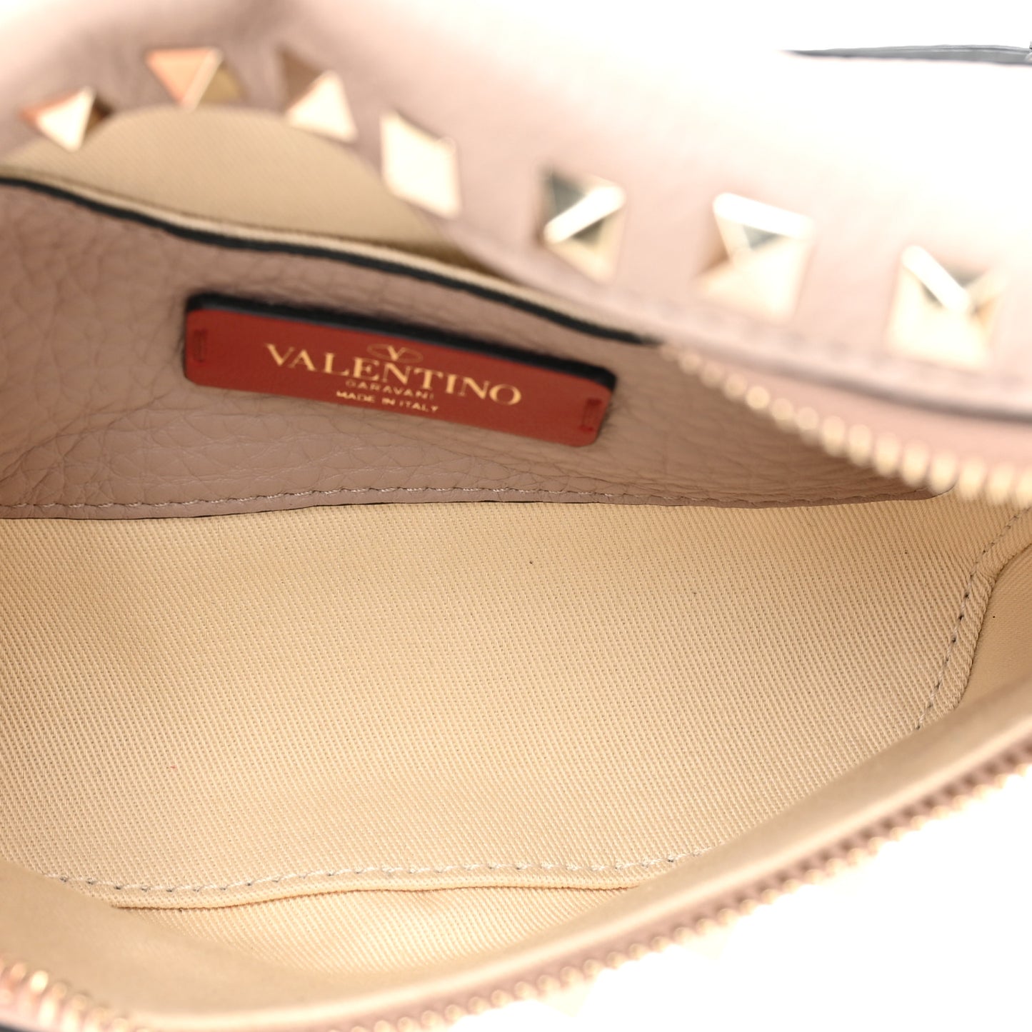 Grained Calfskin Rockstud Belt Bag Poudre