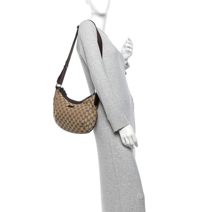 Gucci Monogram Medium Half Moon Hobo Dark Brown 2 of 10