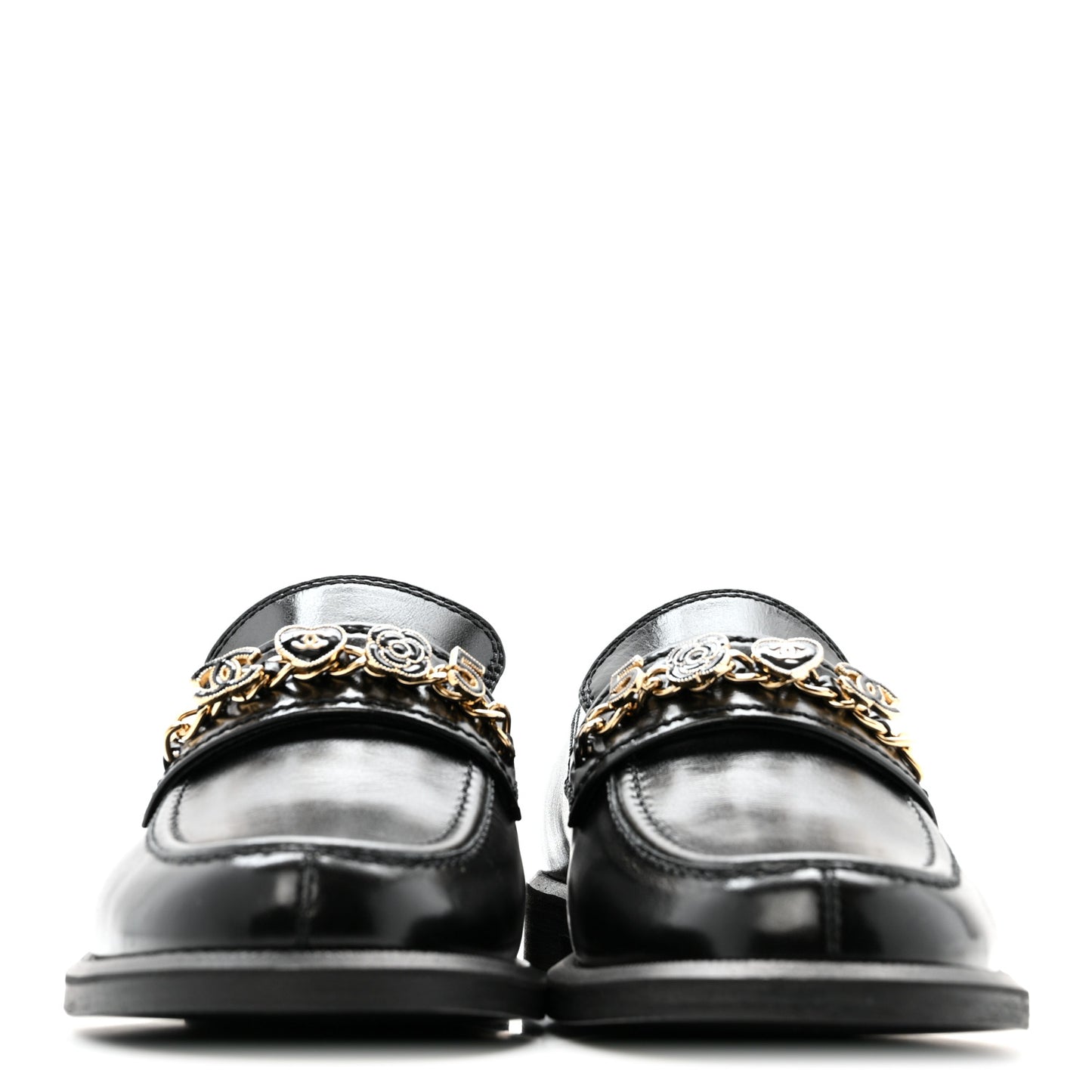 Calfskin Enamel Charms Mocassin Loafers 39 Black