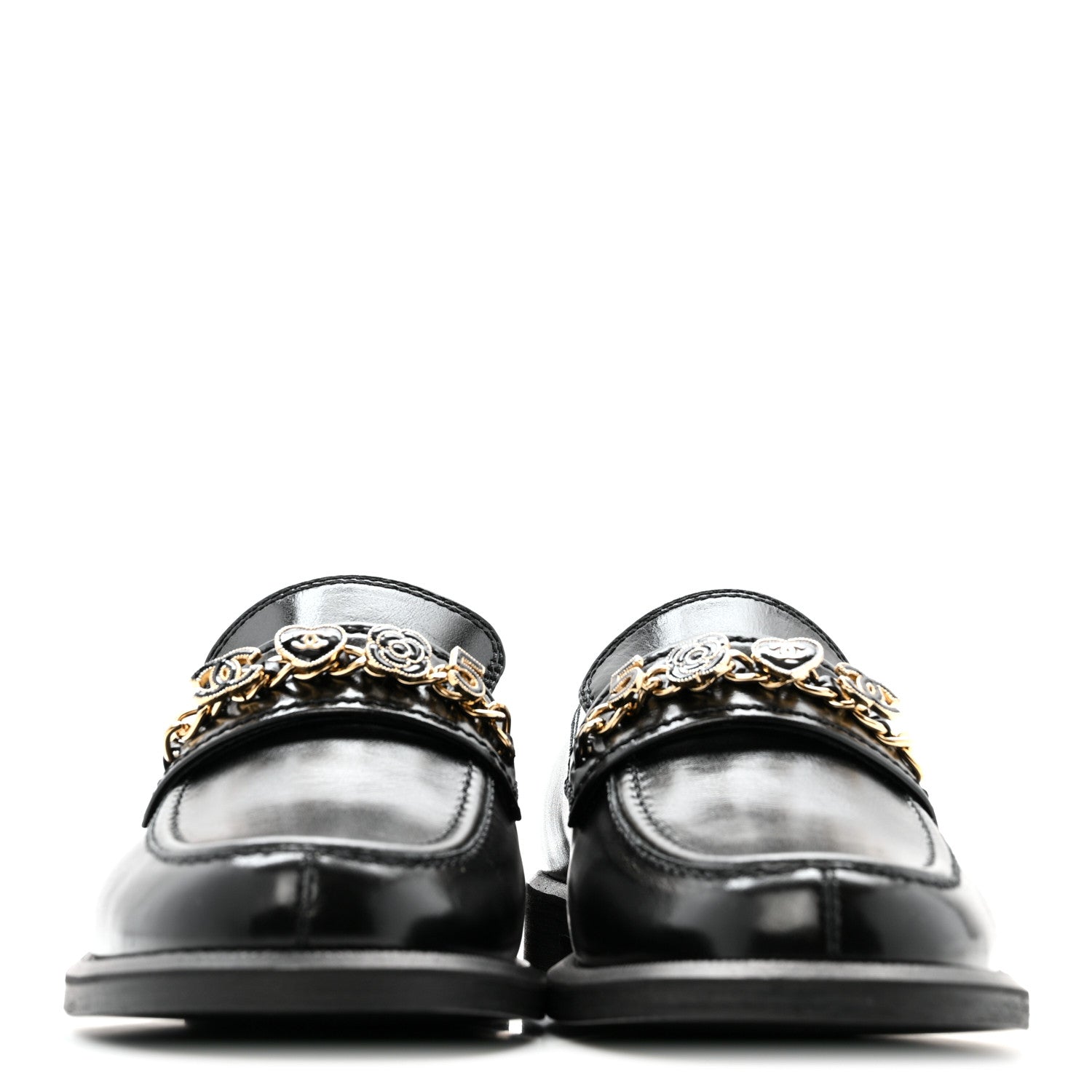 Chanel Calfskin Enamel Charms Mocassin Loafers 39 Black 3 of 11