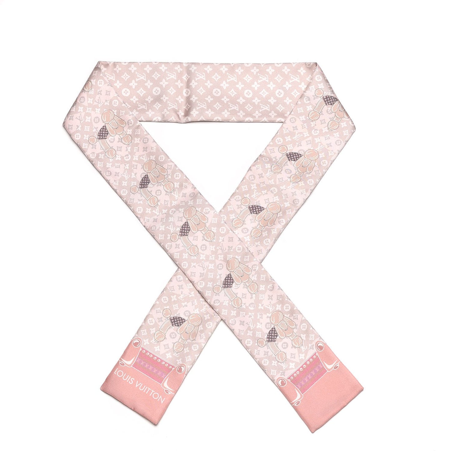 Silk Monogram Poodle Animalle Bandeau Rose Pale