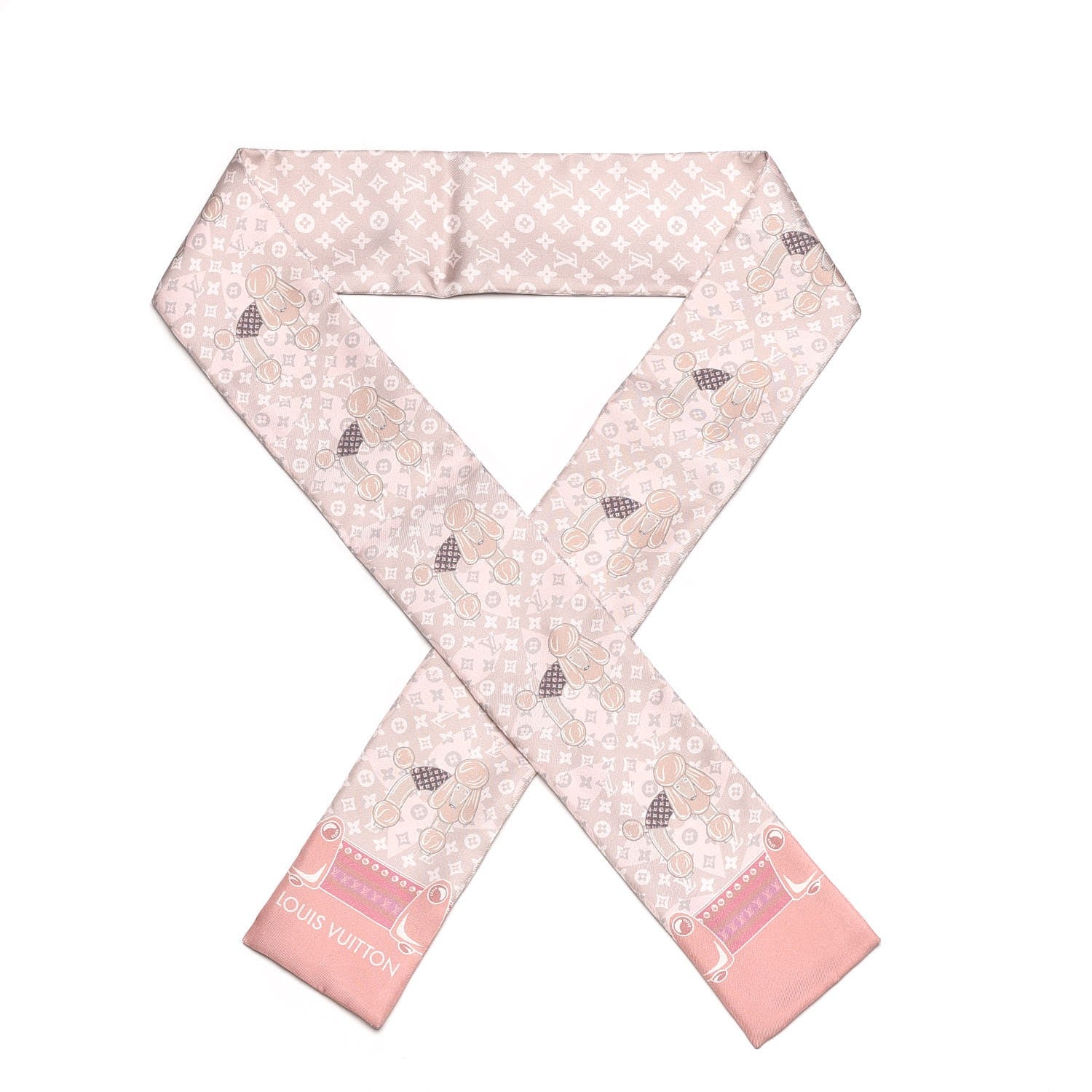 Louis Vuitton Silk Monogram Poodle Animalle Bandeau Rose Pale 1 of 5
