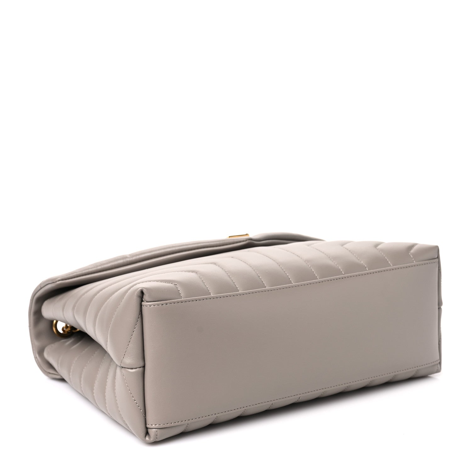 Saint Laurent Calfskin Y Quilted Monogram Medium Loulou Chain Satchel Grey Brown 3 of 8