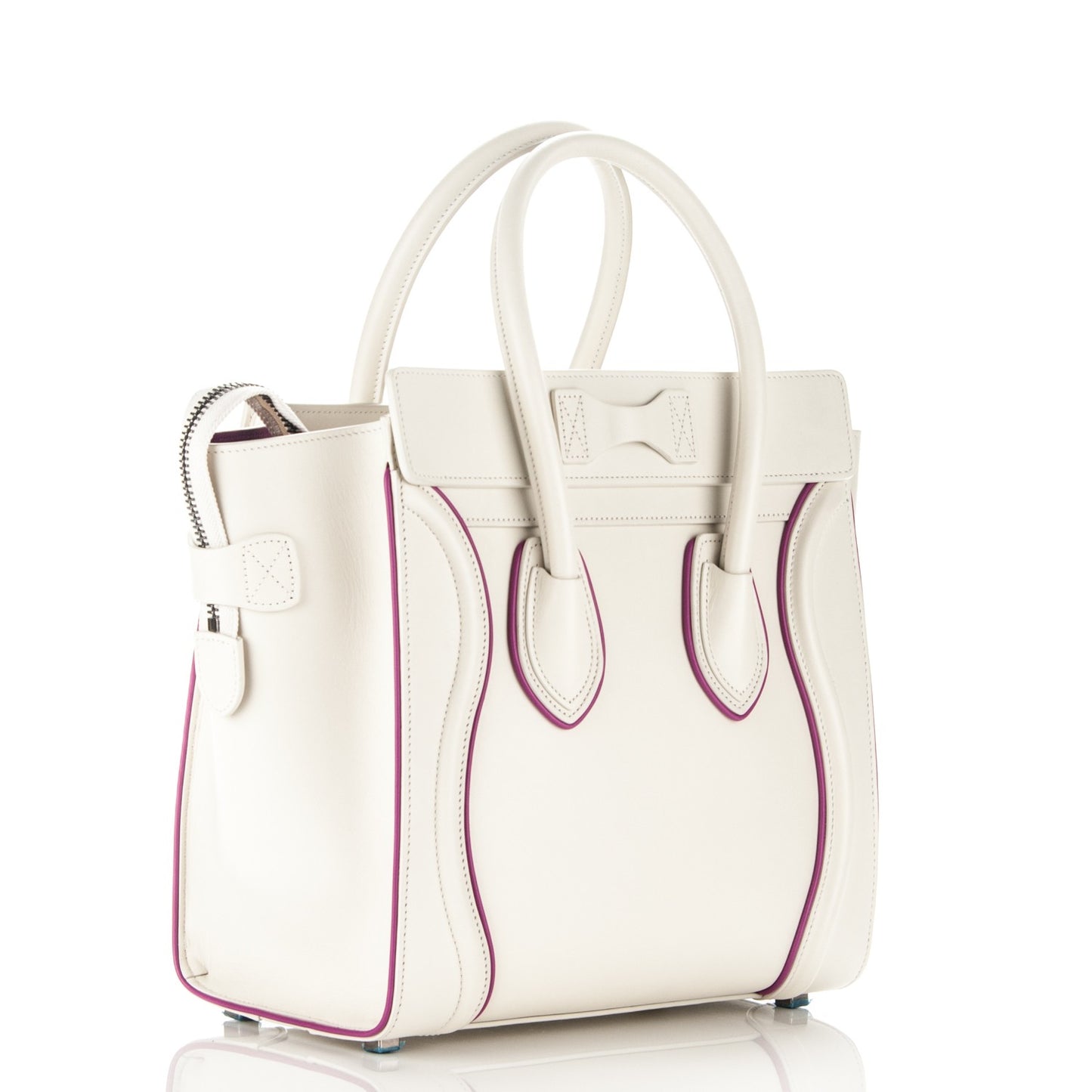 Smooth Calfskin Micro Luggage White Magenta