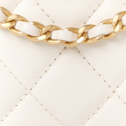 Chanel Shiny Aged Calfskin Quilted Nano Kelly Shopper White 8 of 11