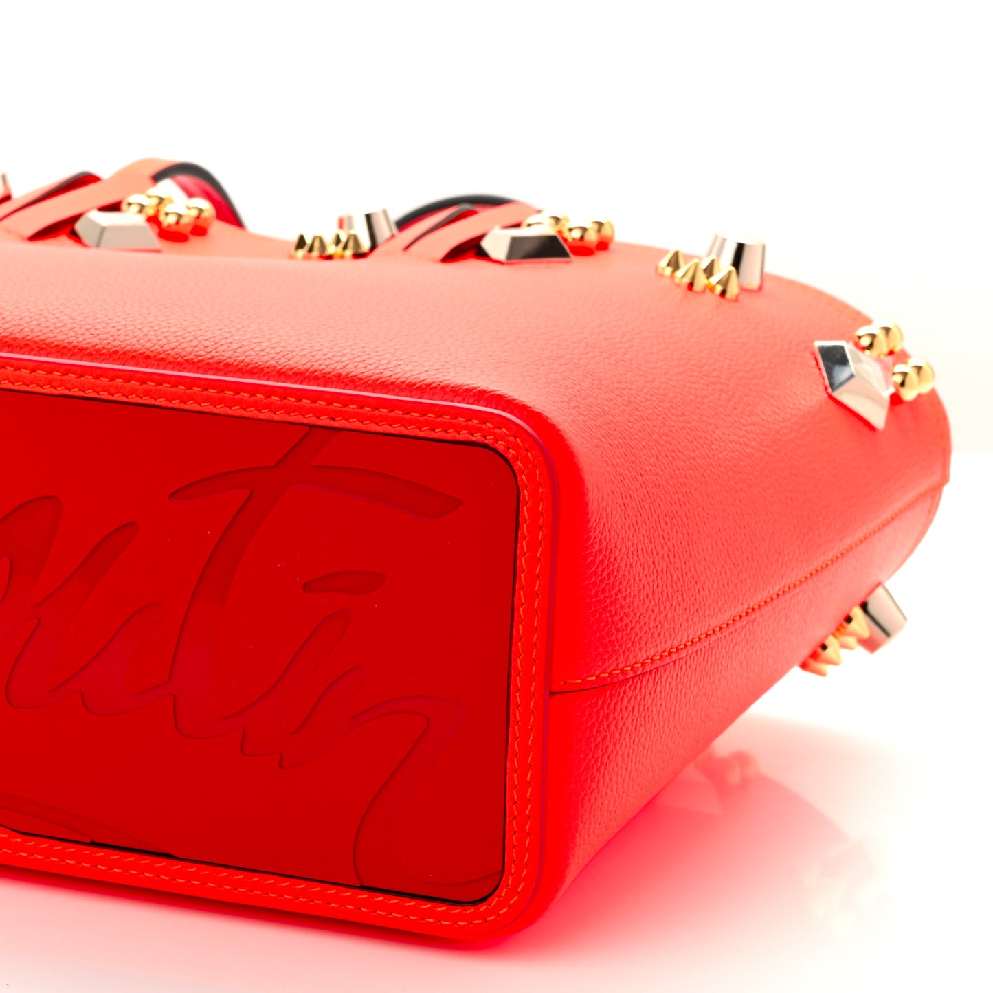 Calfskin Empire Spike Studded East West Cabata Tote Sunrise Multicolor