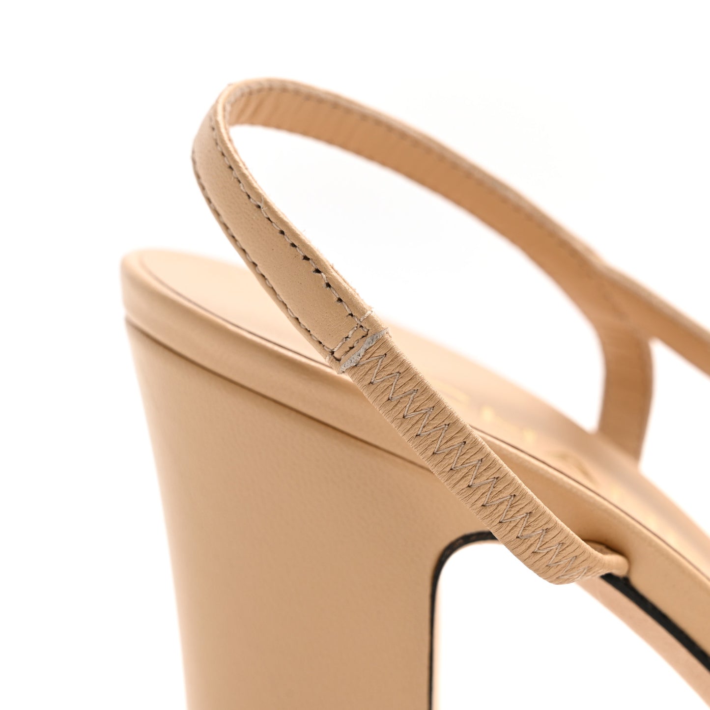 Lambskin Grosgrain Cap Toe CC Slingback Pumps 37.5 Beige Black
