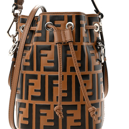 Fendi Vitello Liberty F is Fendi Bi-Color FF 1974 Embossed Mini Mon Tresor Bucket Bag Tobaco Orzo 7 of 9