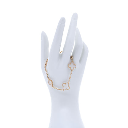 Van Cleef & Arpels 18K Yellow Gold Rock Crystal 5 Motifs Vintage Alhambra Bracelet 2 of 9