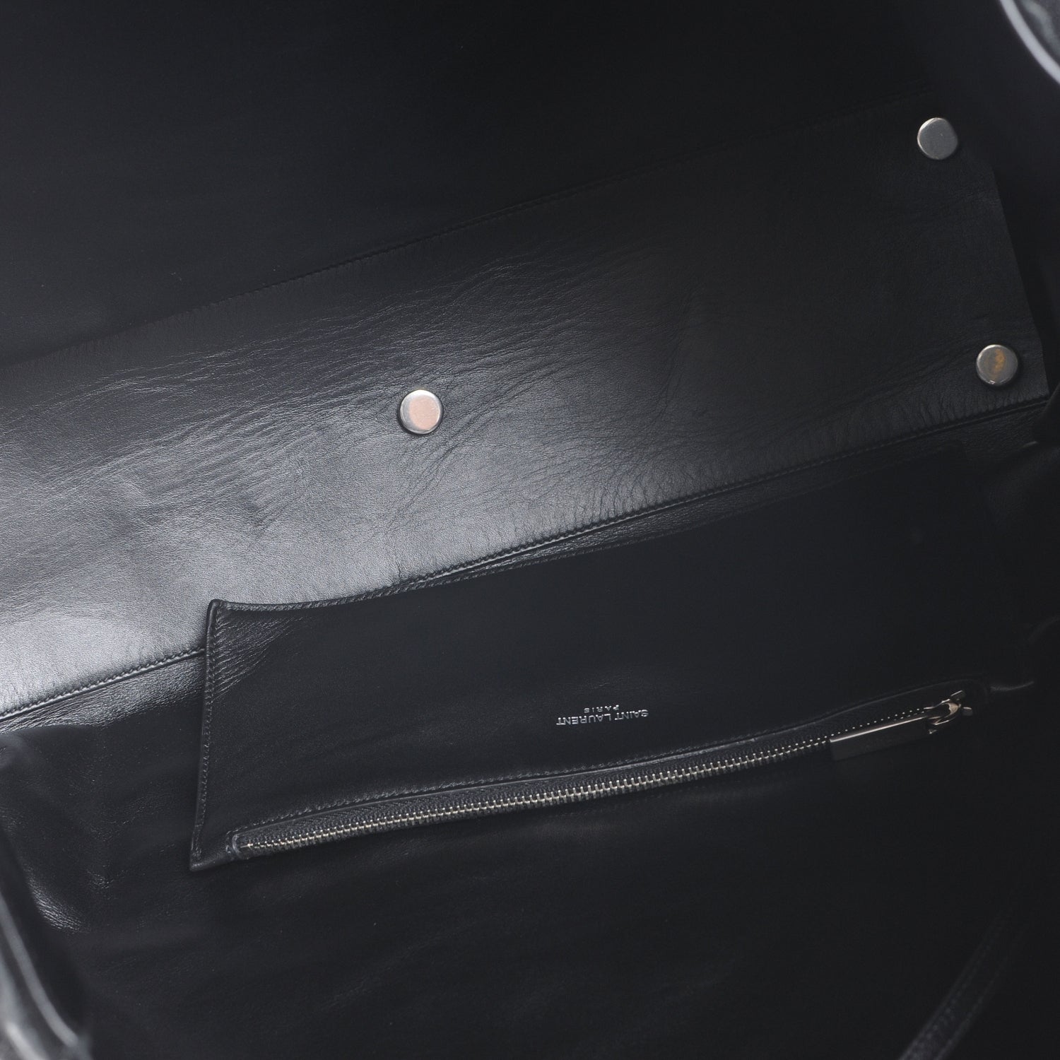 Saint Laurent Suede Leather Reversible Shopper Tote Black 6 of 7