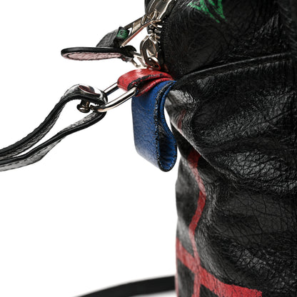 Balenciaga Agneau Arena Graffiti All Over S Bazar Shopper Tote Black Vert Rouge 15 of 23