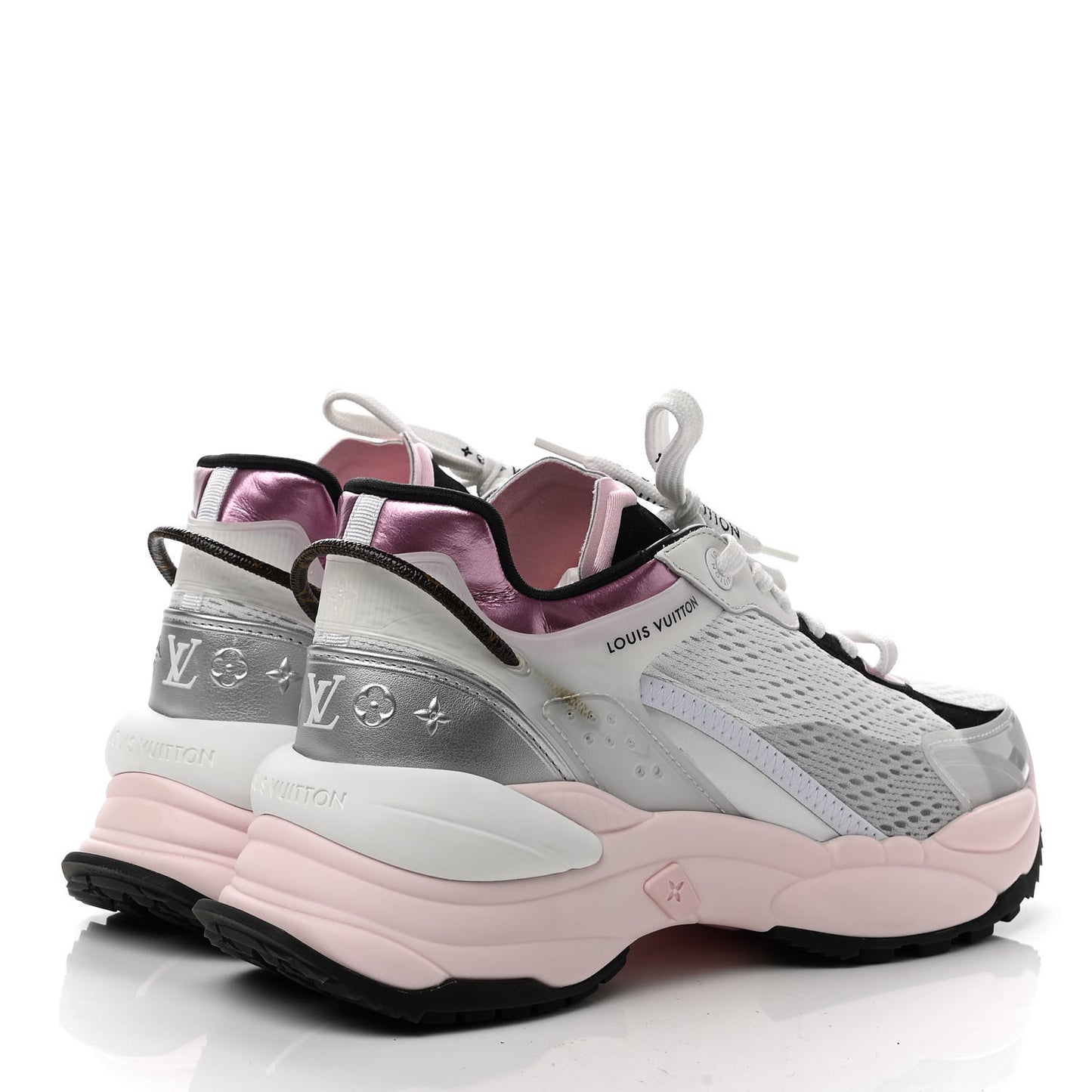 Mix Materials Suede Calfskin Run 55 Sneakers 40 Pink