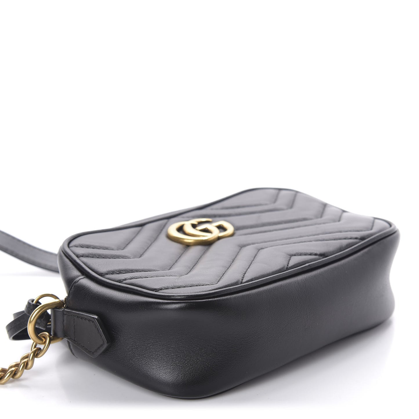 Calfskin Matelasse Mini GG Marmont Chain Shoulder Bag Black