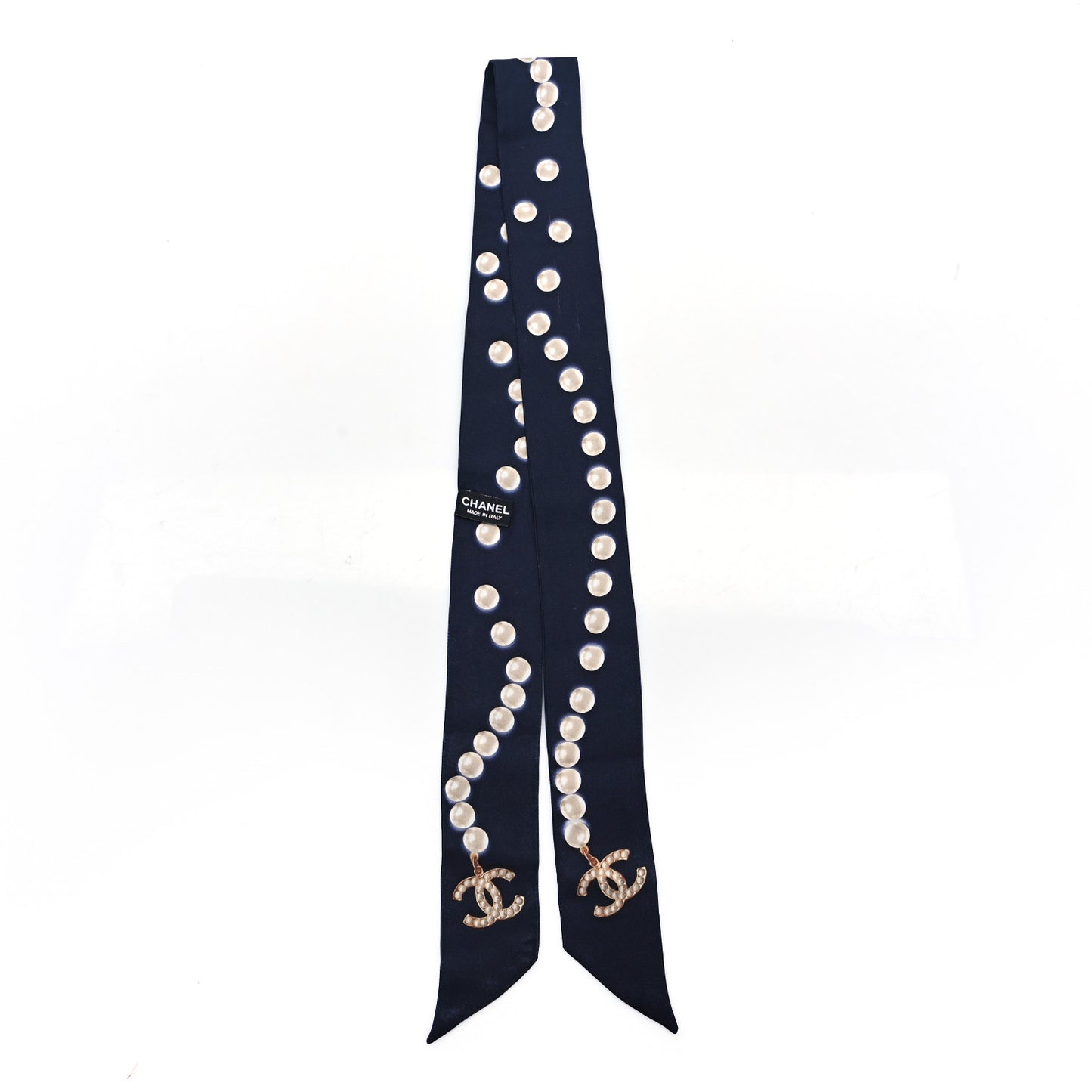 Silk Pearl CC Slim Bandeau Scarf Dark Navy