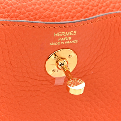 Hermes Taurillon Clemence Mini Lindy 20 Feu 6 of 10