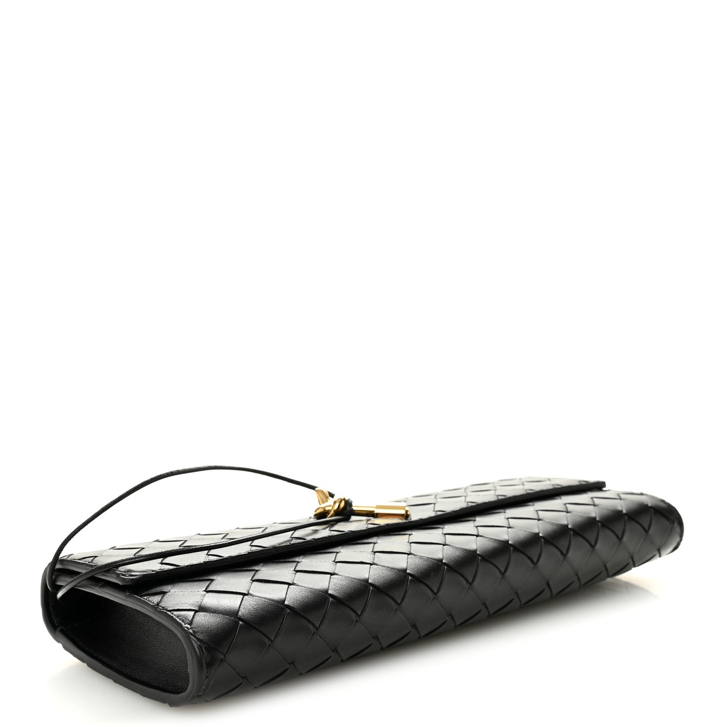 Nappa Intrecciato Long Andiamo Top Handle Clutch Black