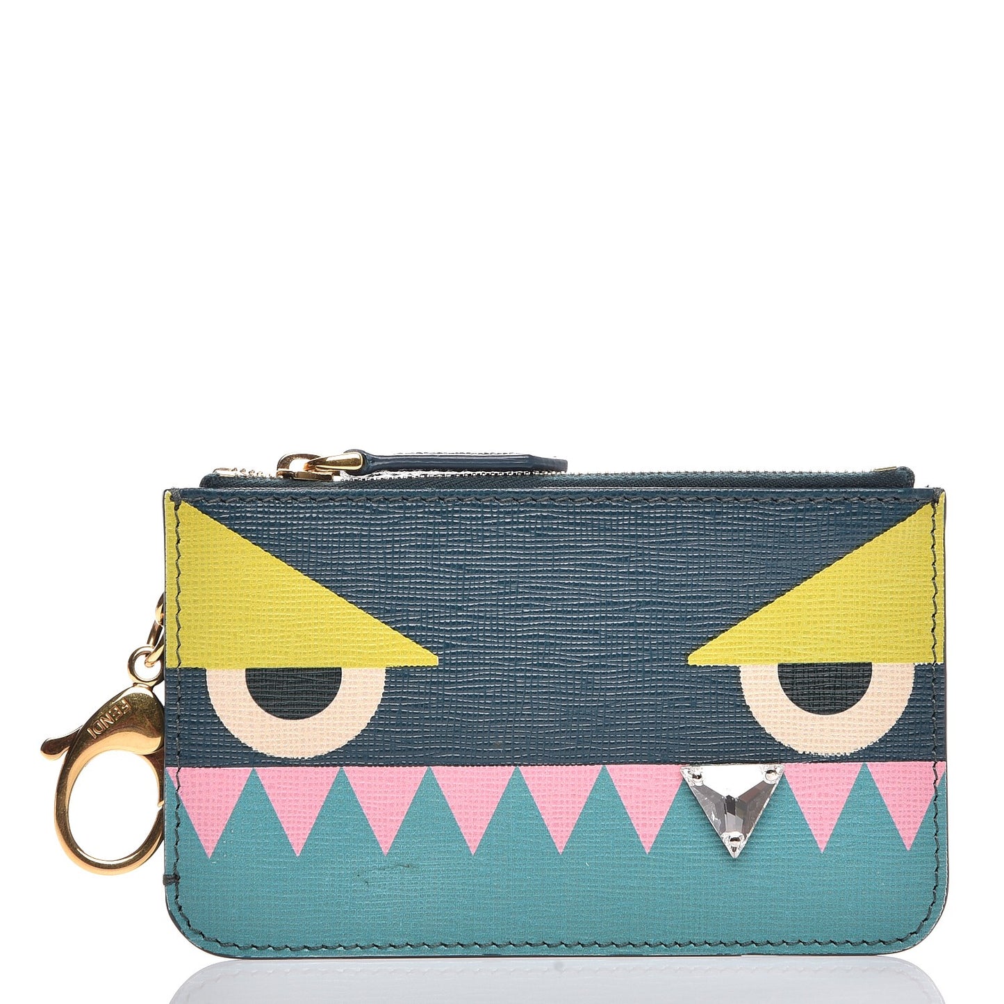 Vitello Crystal Tooth Monster Coin Pouch Key Case Oceano Multicolor